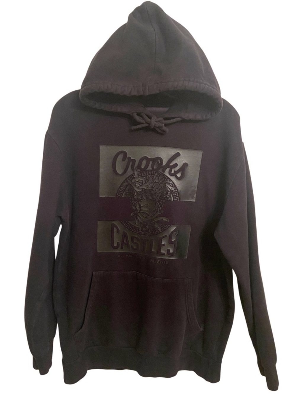 Crooks & Castles Black Graphic Pullover Hoodie L Y2K Streetwear
